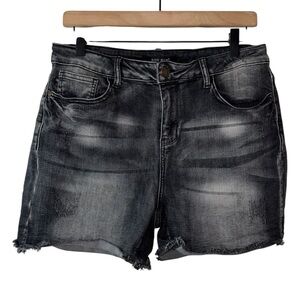 Judy Blue High Waist Fray Hem Cut Off Black Denim Shorts Women’s 1XL